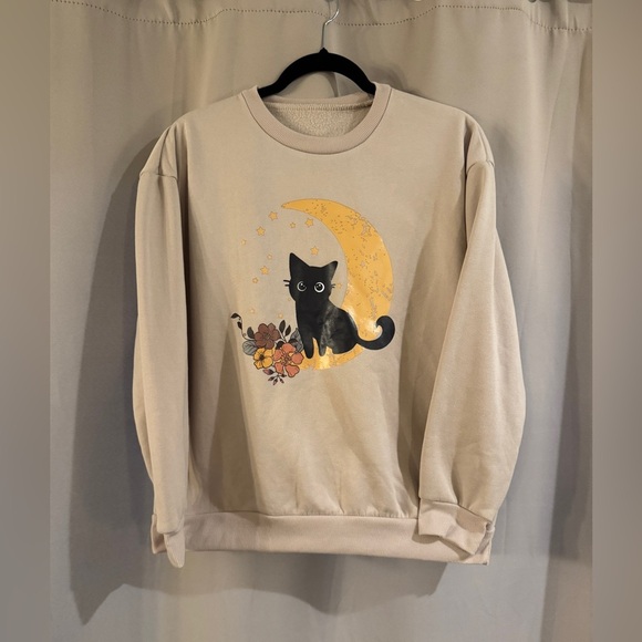 Cozy SHEIN Beige Cat Sweatshirt - Picture 1 of 5